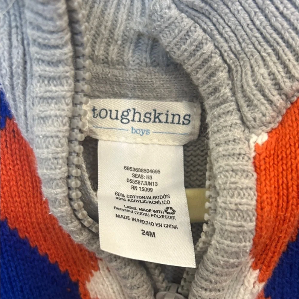 402. Tough skins Gray Argyle Sweater with Blue and Orange Accents sz 24m